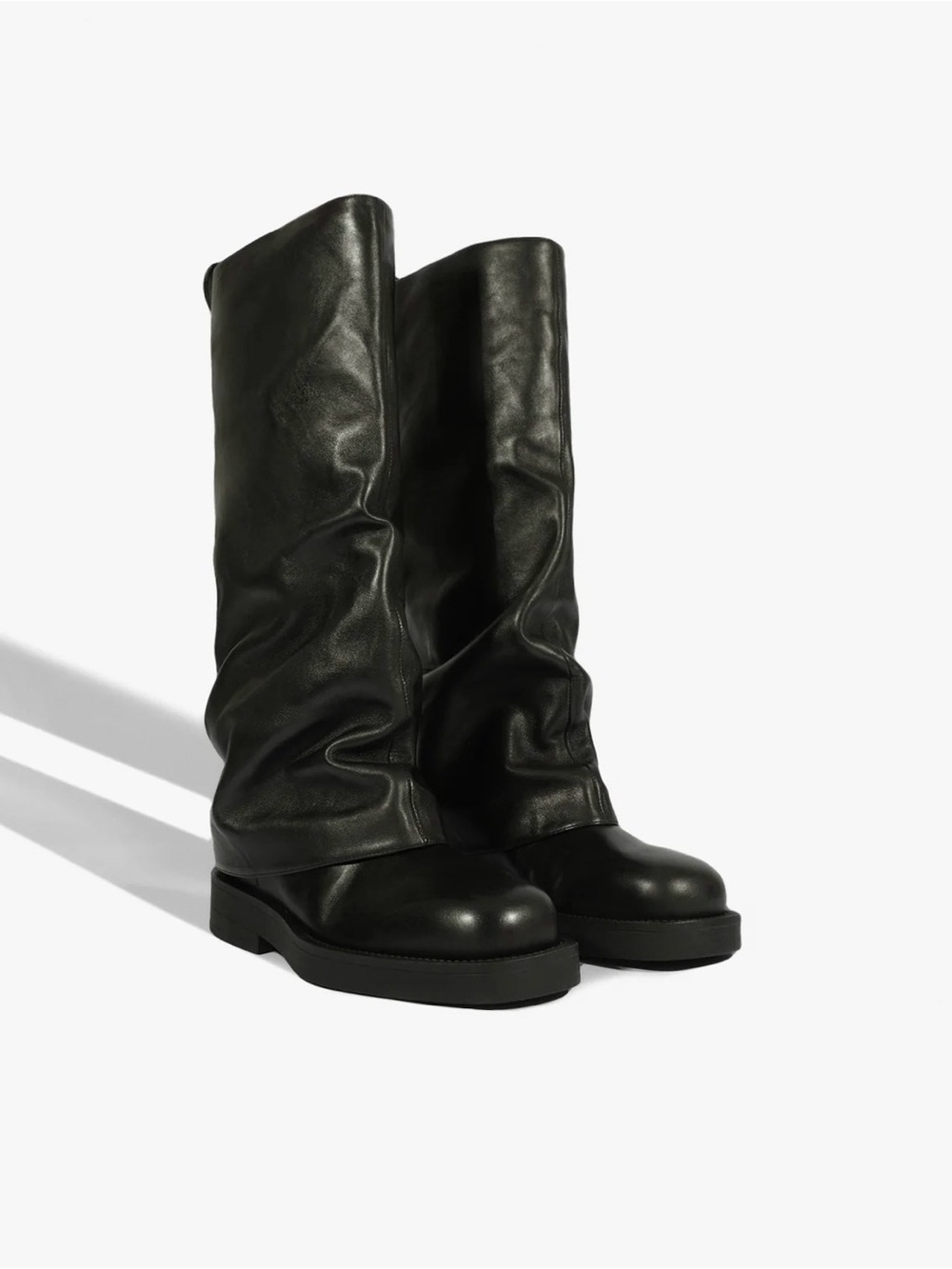 SCHUTZ Black Leather Knee-High Platform Boots